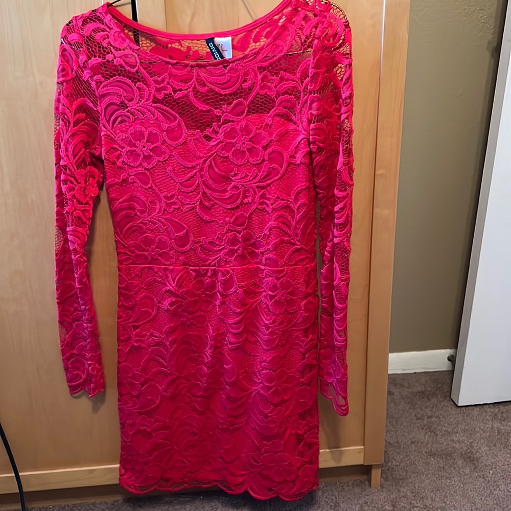 Red Laced Midi Dress